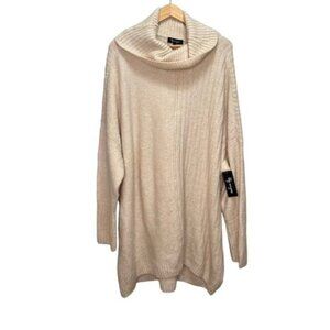 Lily Morgan Cream Knit Tunic Turtleneck Sweater Dress Size 3X Neutral